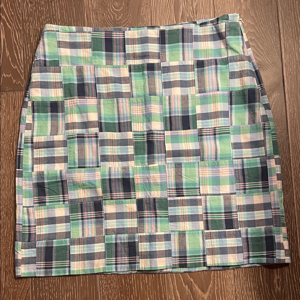 Talbots Checkered Mini Skirt in Green and Blue